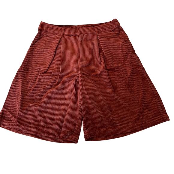 Rust Corduroy Pleated Trouser Shorts Future Collective Reese Blutstein sz 8 NWT - Picture 1 of 12
